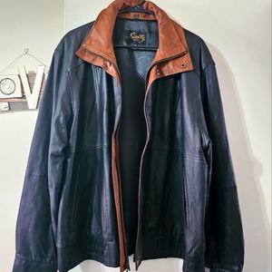 Scully Men's Double Collar Leather Jacket. Black. Size medium. Brand new tags